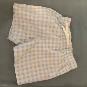 3T light blue check swim trunks